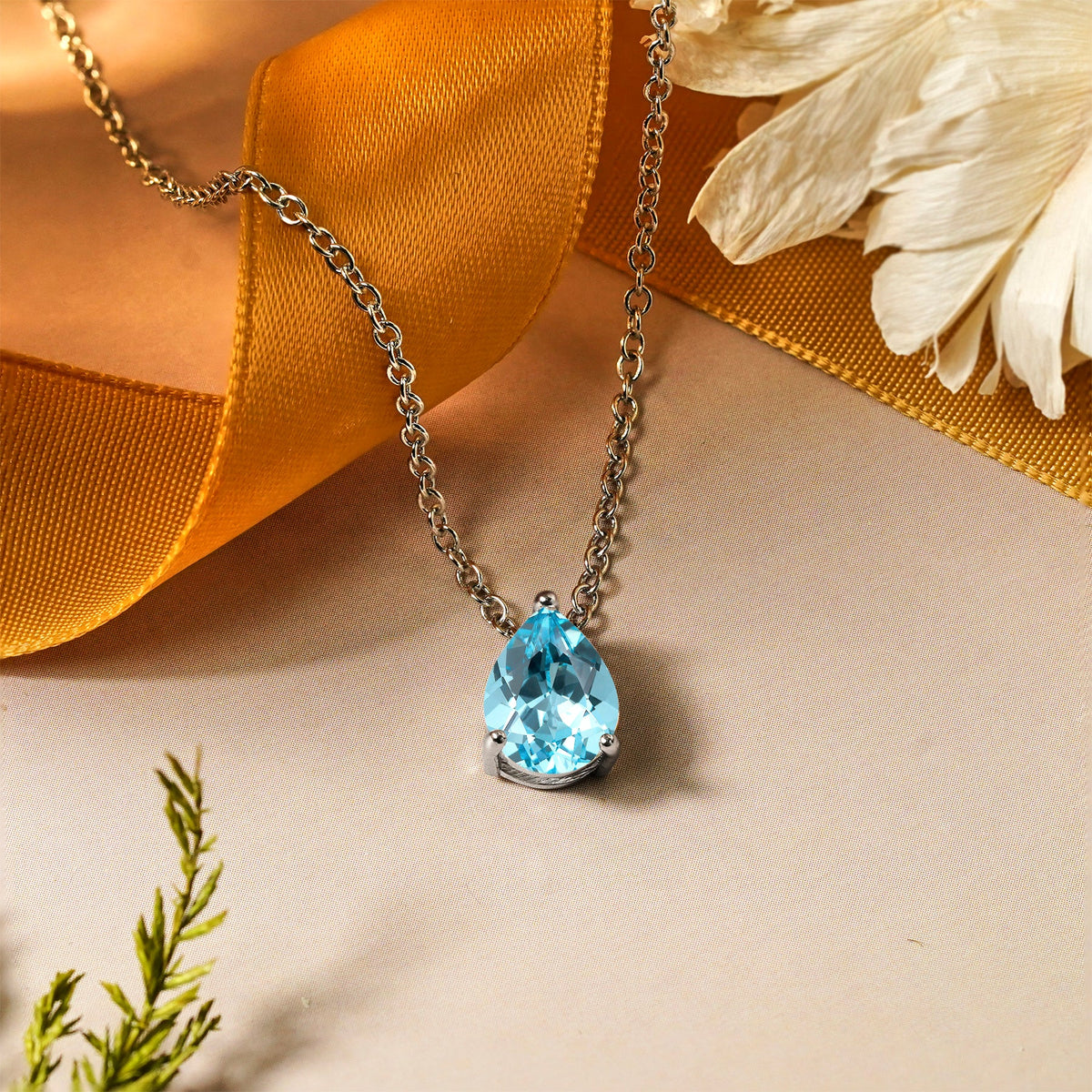 1.5 TCW Pear Shaped Birthstone Prongs Solitaire Slider Necklace