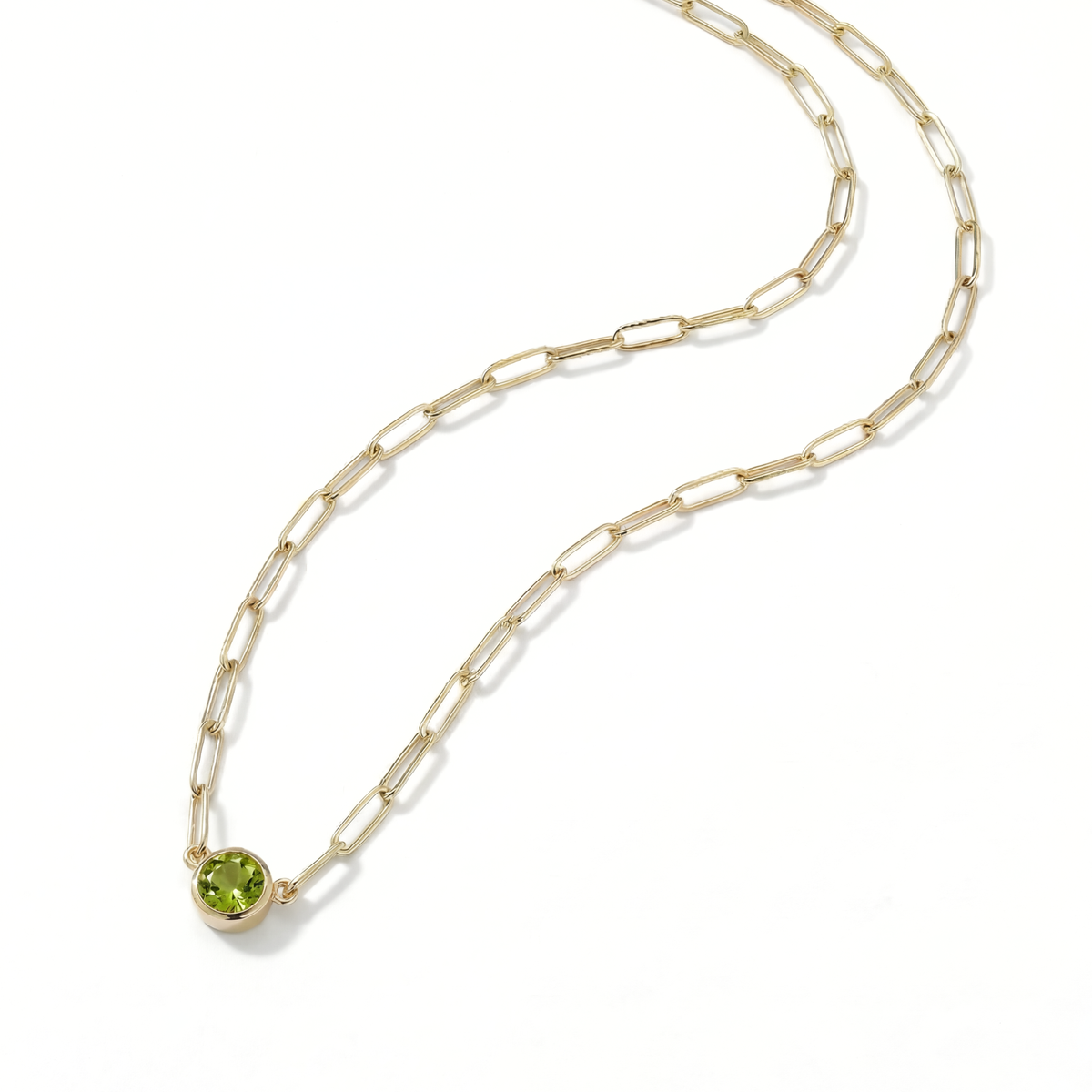 The Paperclip Bezel Necklace | Peridot