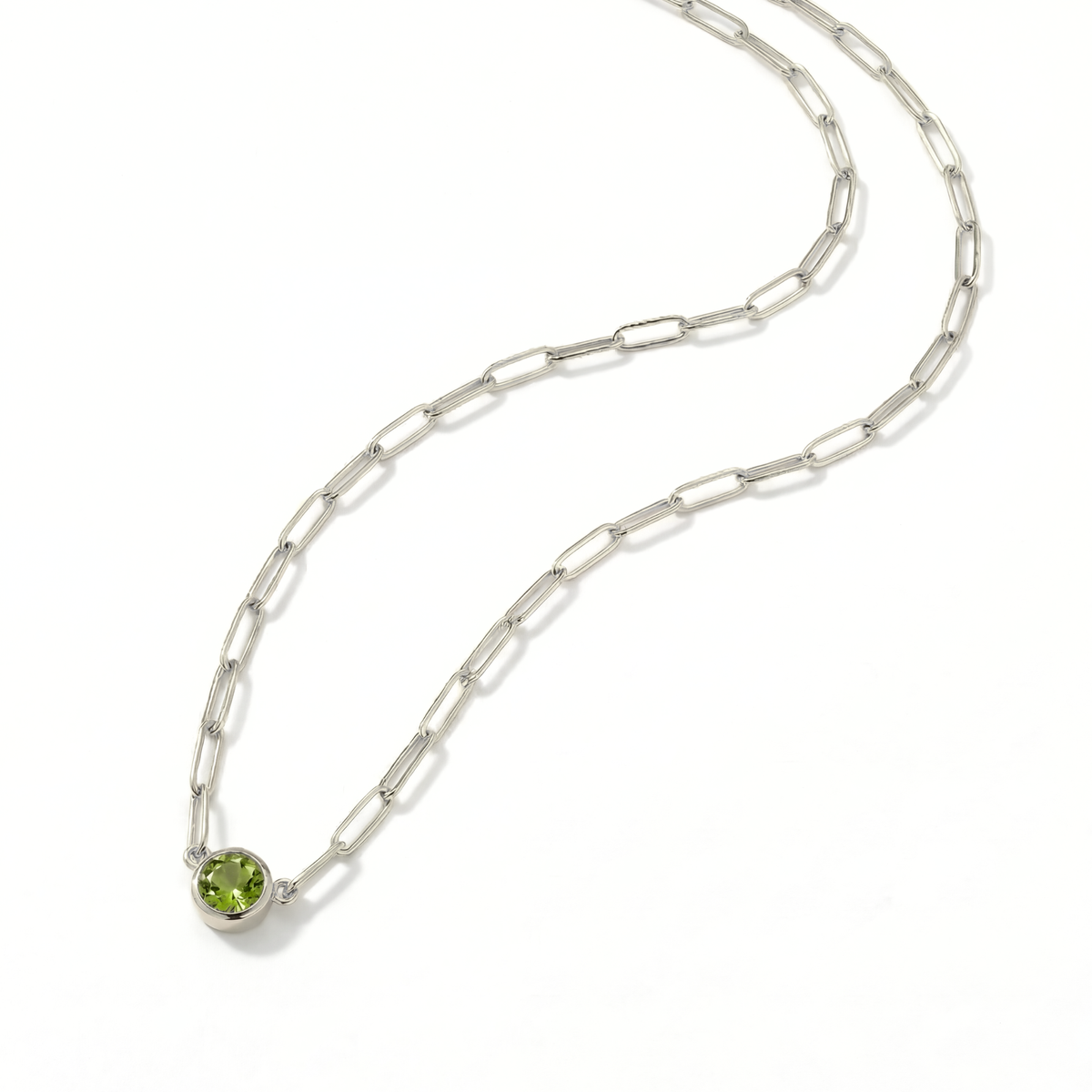 The Paperclip Bezel Necklace | Peridot