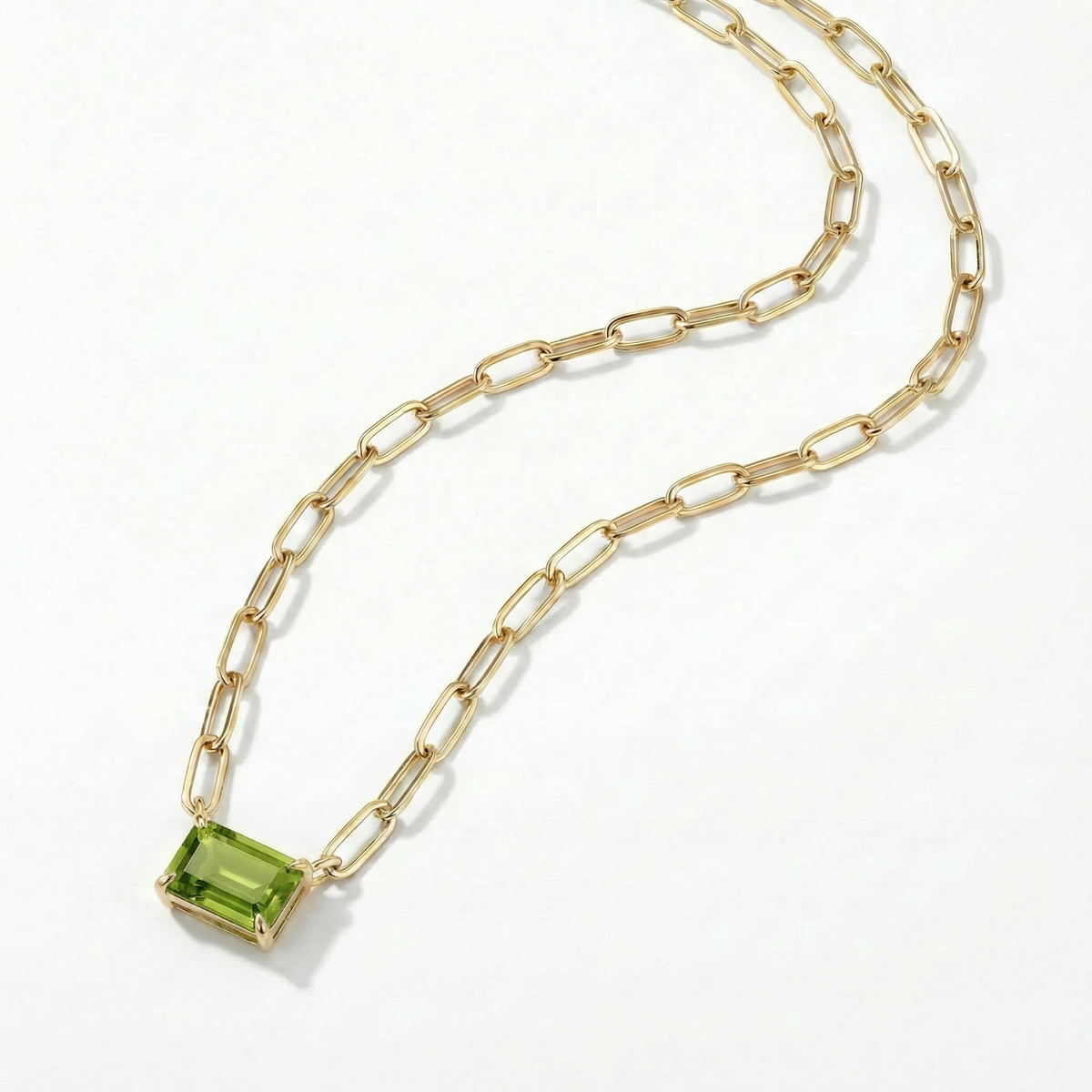 The Gemstone Paperclip Necklace | Peridot