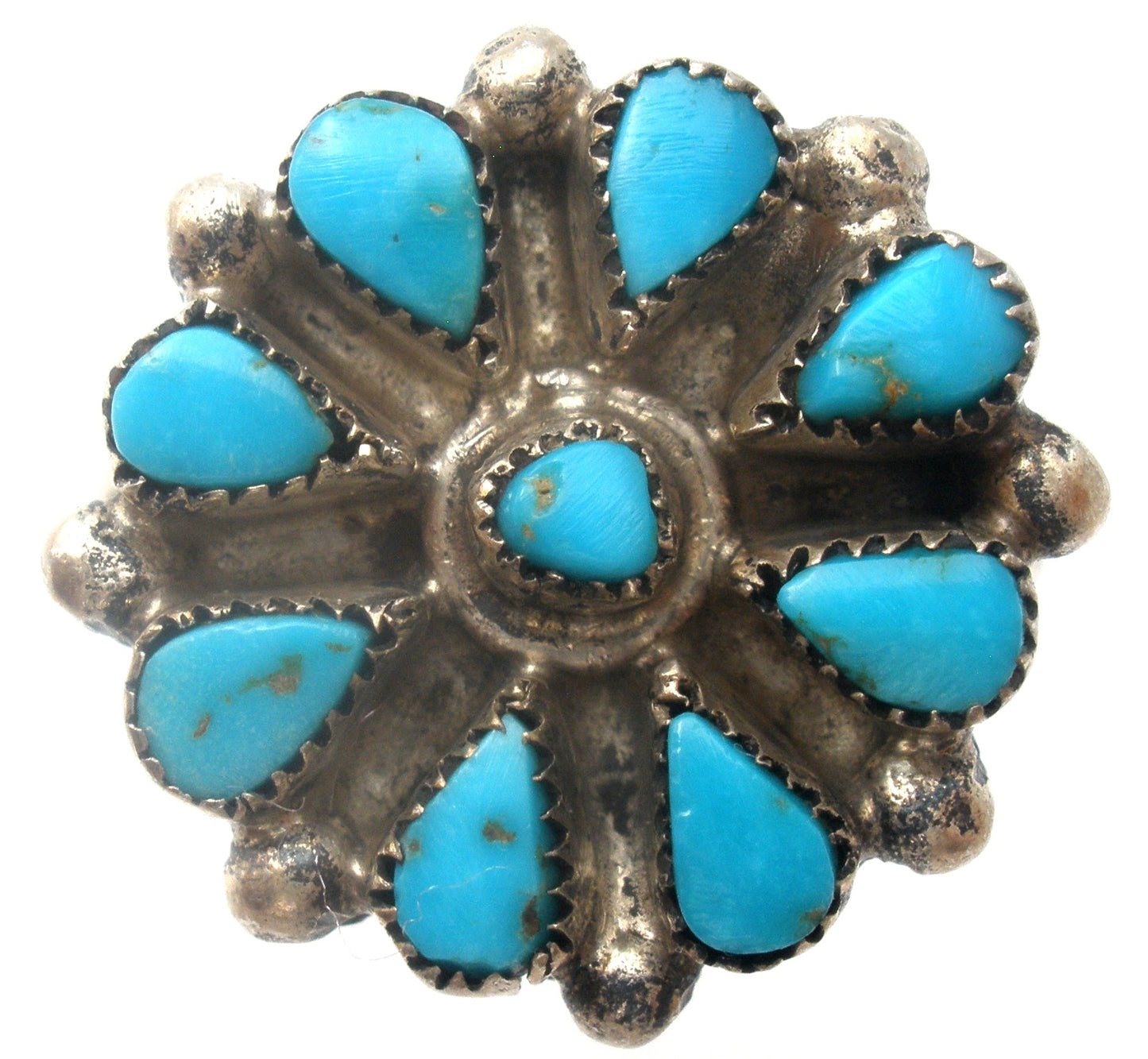 Zuni Petit Point Turquoise Ring Size 8 Vintage