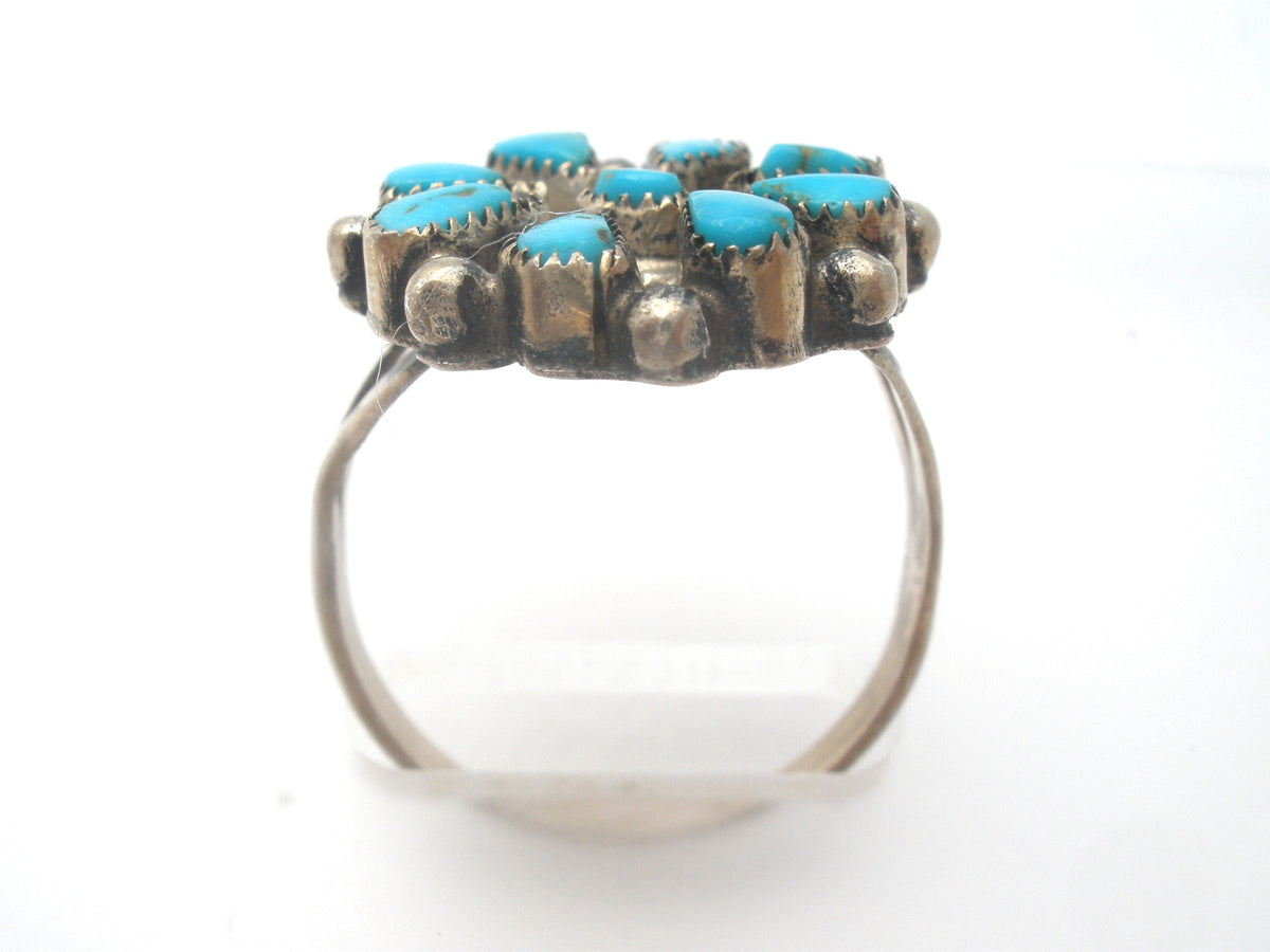 Zuni Petit Point Turquoise Ring Size 8 Vintage