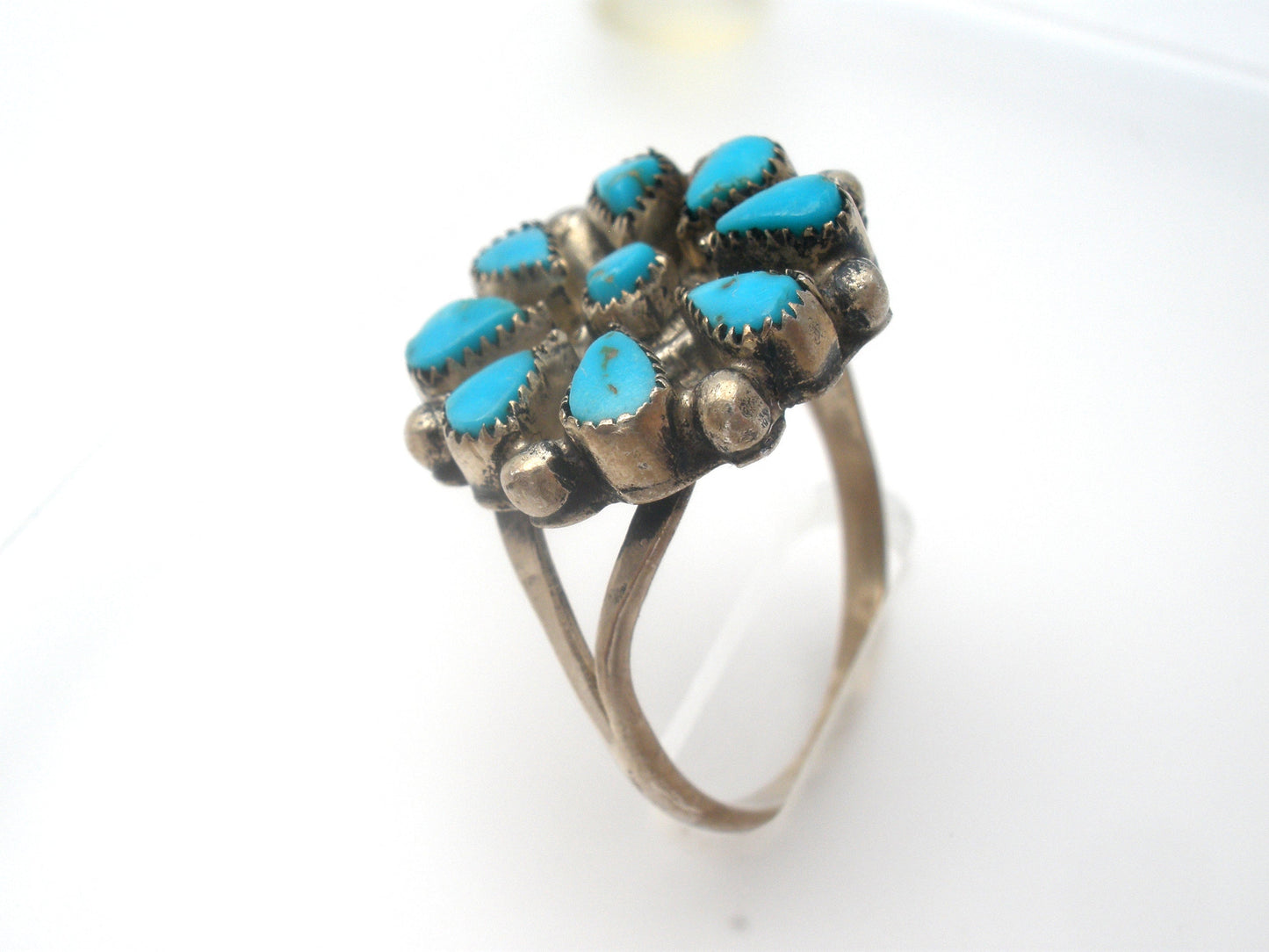 Zuni Petit Point Turquoise Ring Size 8 Vintage