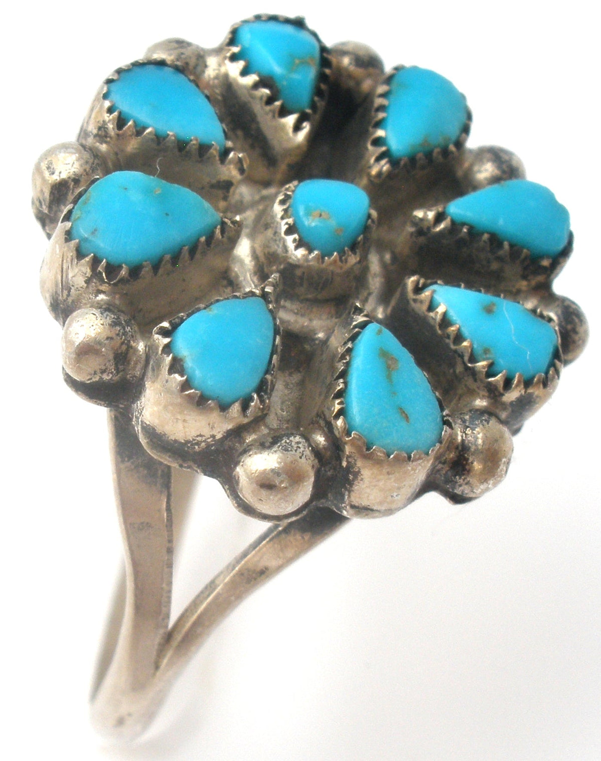 Zuni Petit Point Turquoise Ring Size 8 Vintage