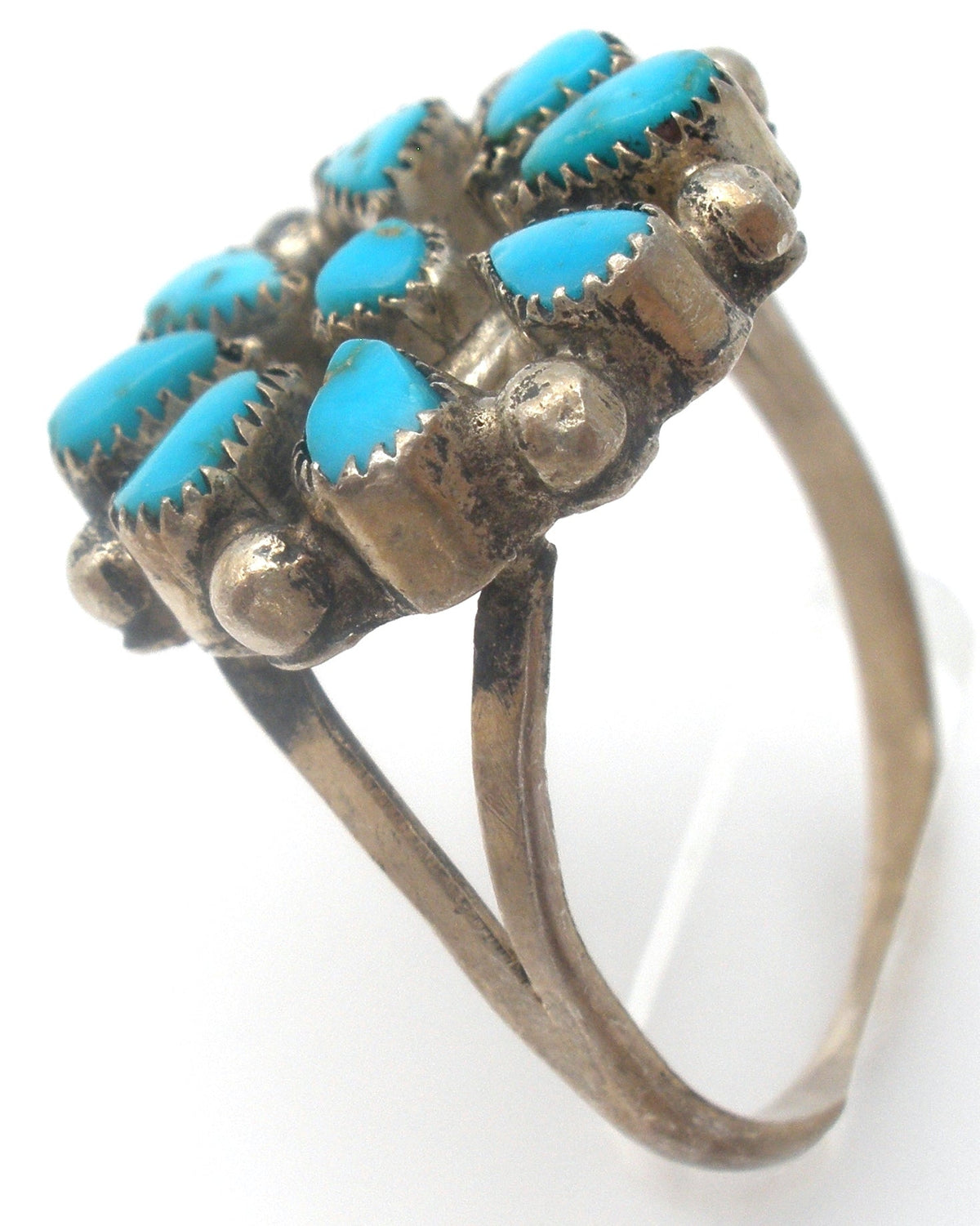 Zuni Petit Point Turquoise Ring Size 8 Vintage