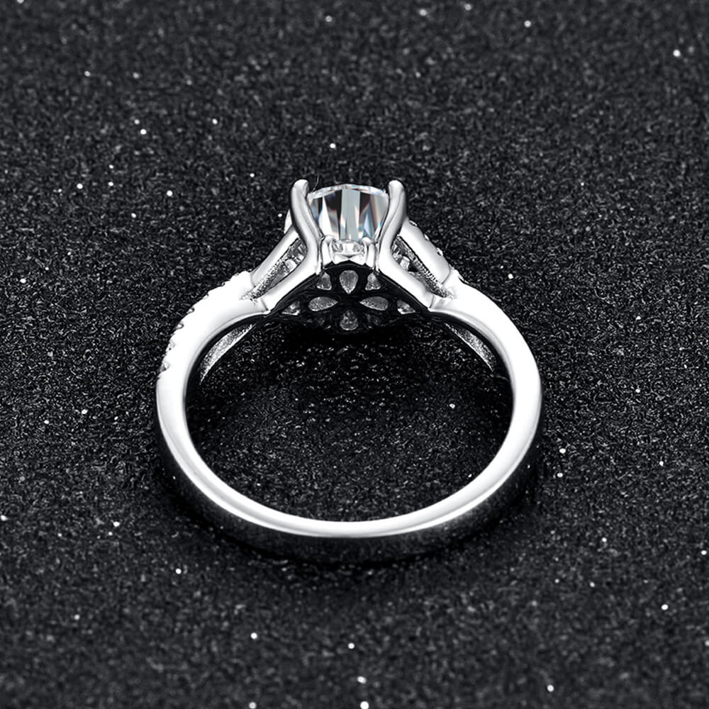 Petite Criss Cross Moissanite Pave Engagement Ring