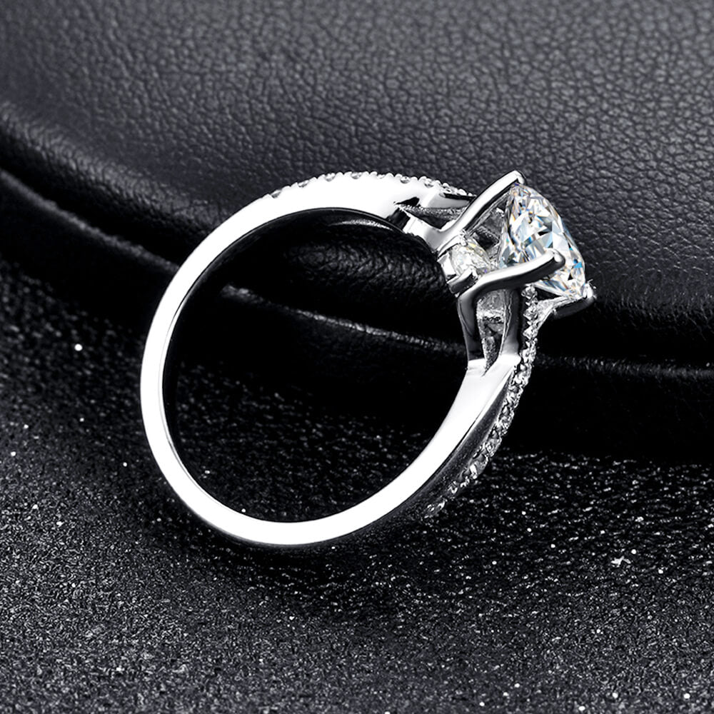 Petite Criss Cross Moissanite Pave Engagement Ring