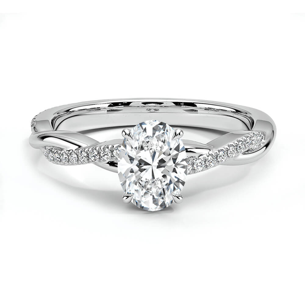 Petite Twisted Vine Moissanite Pavé Gold Engagement Ring