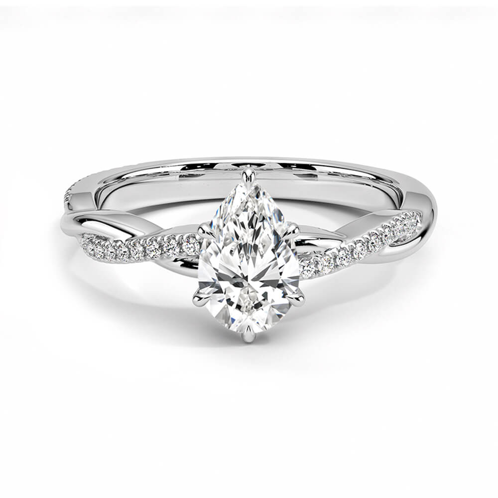 Petite Twisted Vine Moissanite Pavé Gold Engagement Ring