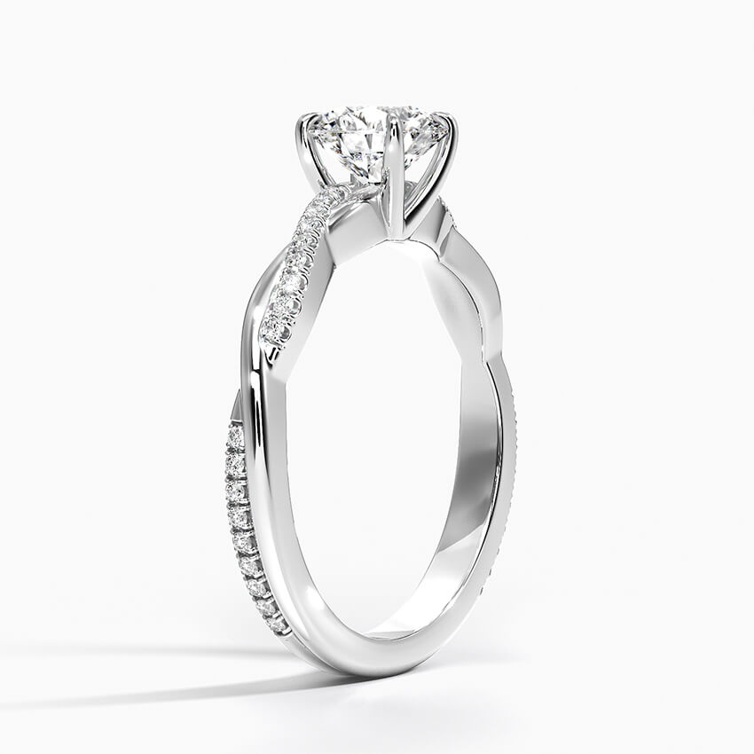 Petite Twisted Vine Moissanite Pavé Gold Engagement Ring