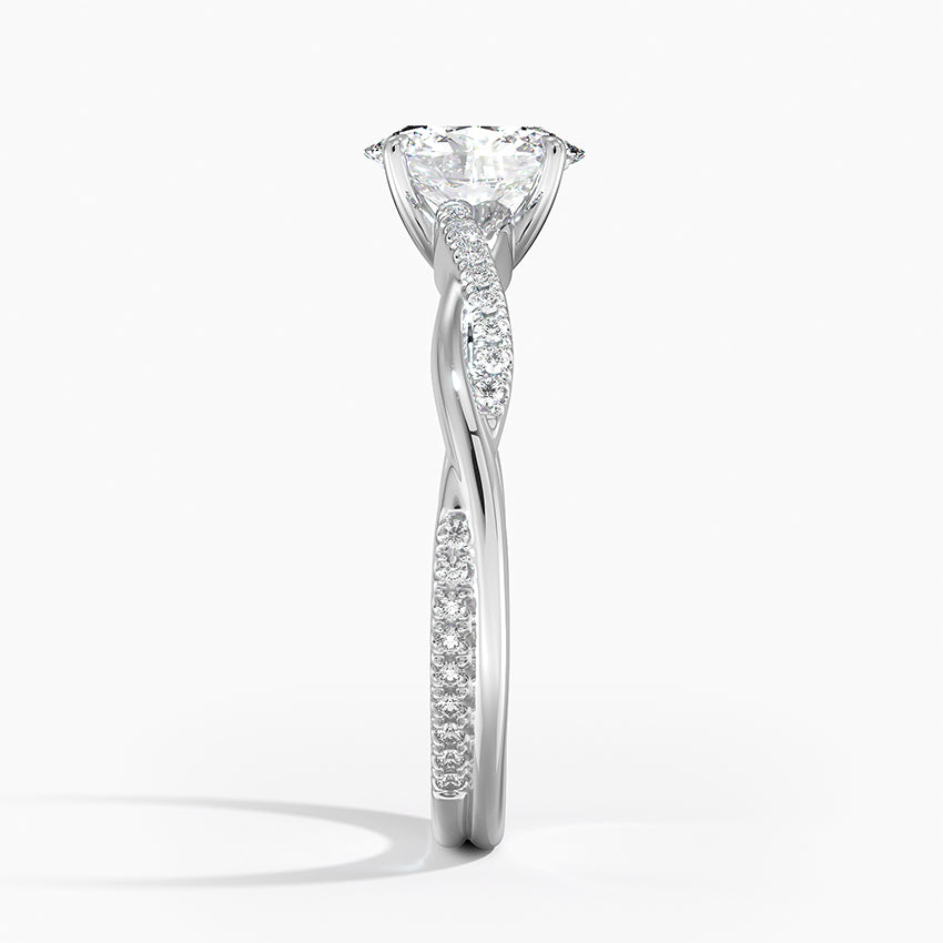 Petite Twisted Vine Moissanite Pavé Gold Engagement Ring