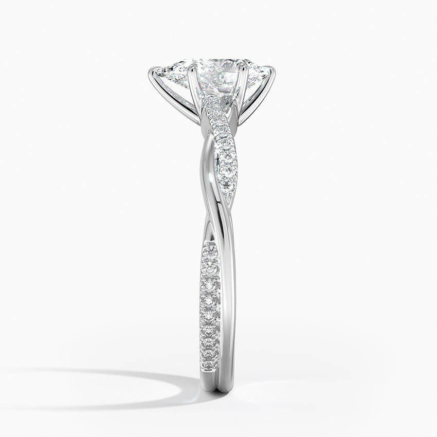 Petite Twisted Vine Moissanite Pavé Gold Engagement Ring