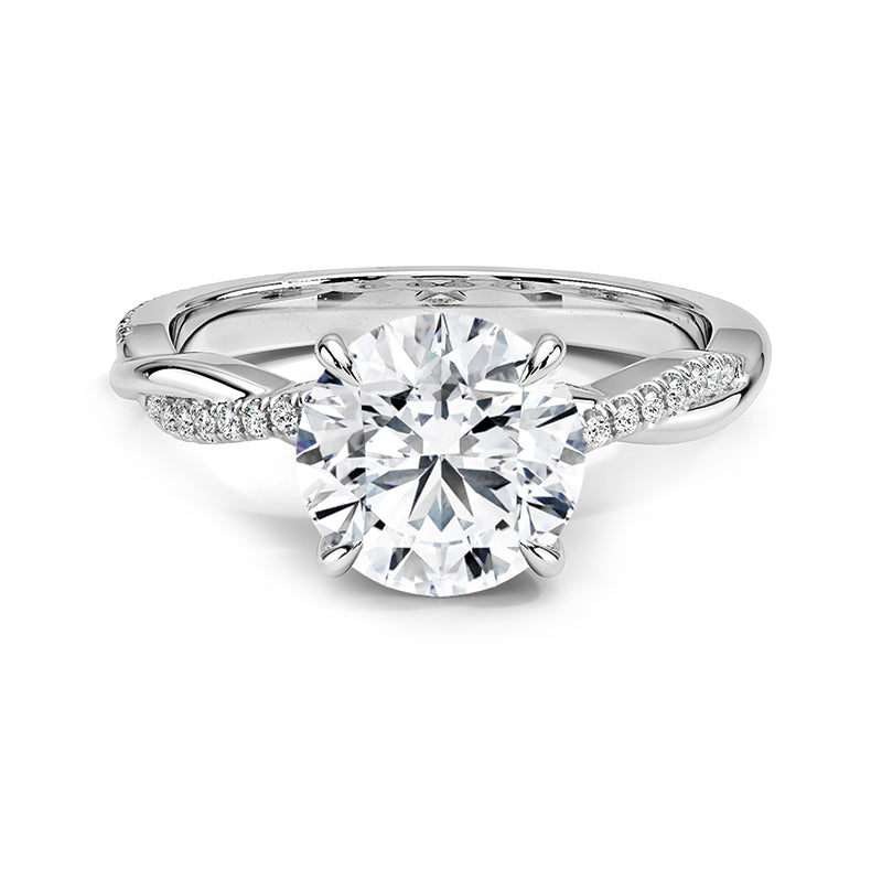 Petite Twisted Vine Moissanite Pavé Gold Engagement Ring