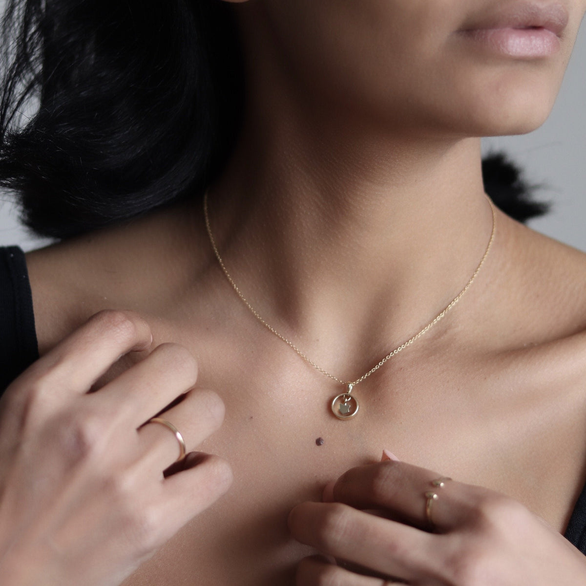 Fox charm necklace in 14k gold