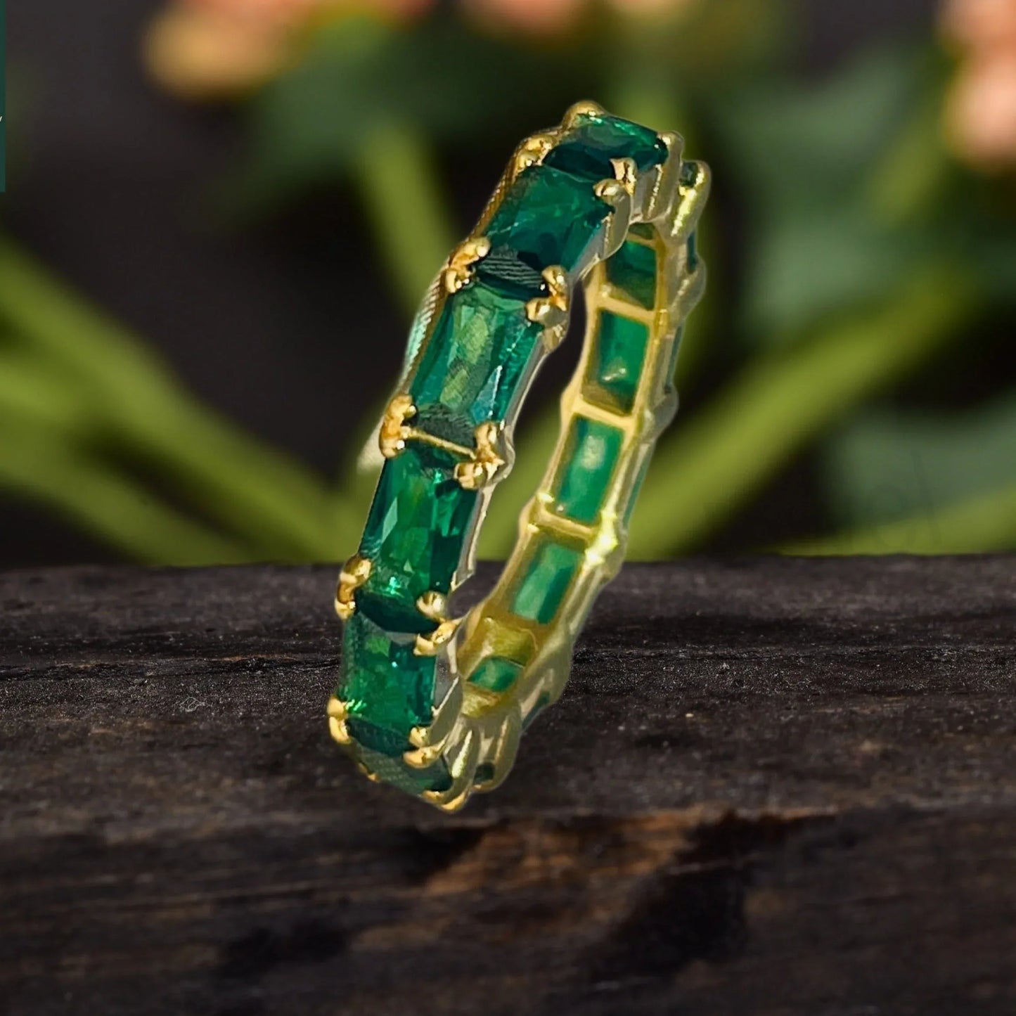 Emerald Gemstone Full Eternity Birthstone Ring