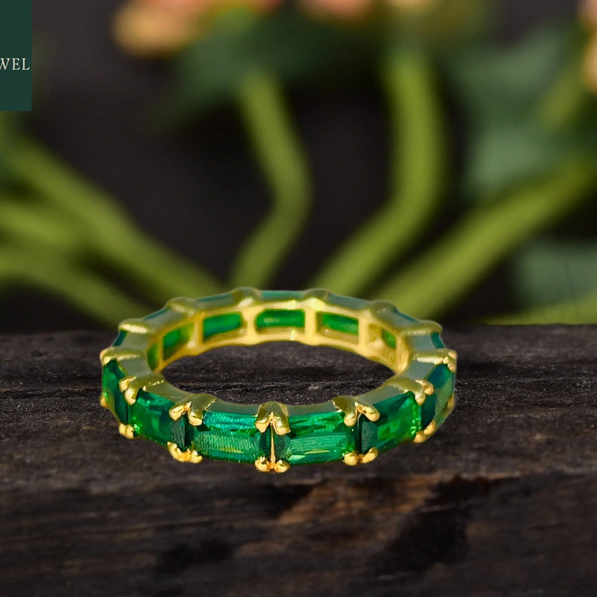 Emerald Gemstone Full Eternity Birthstone Ring
