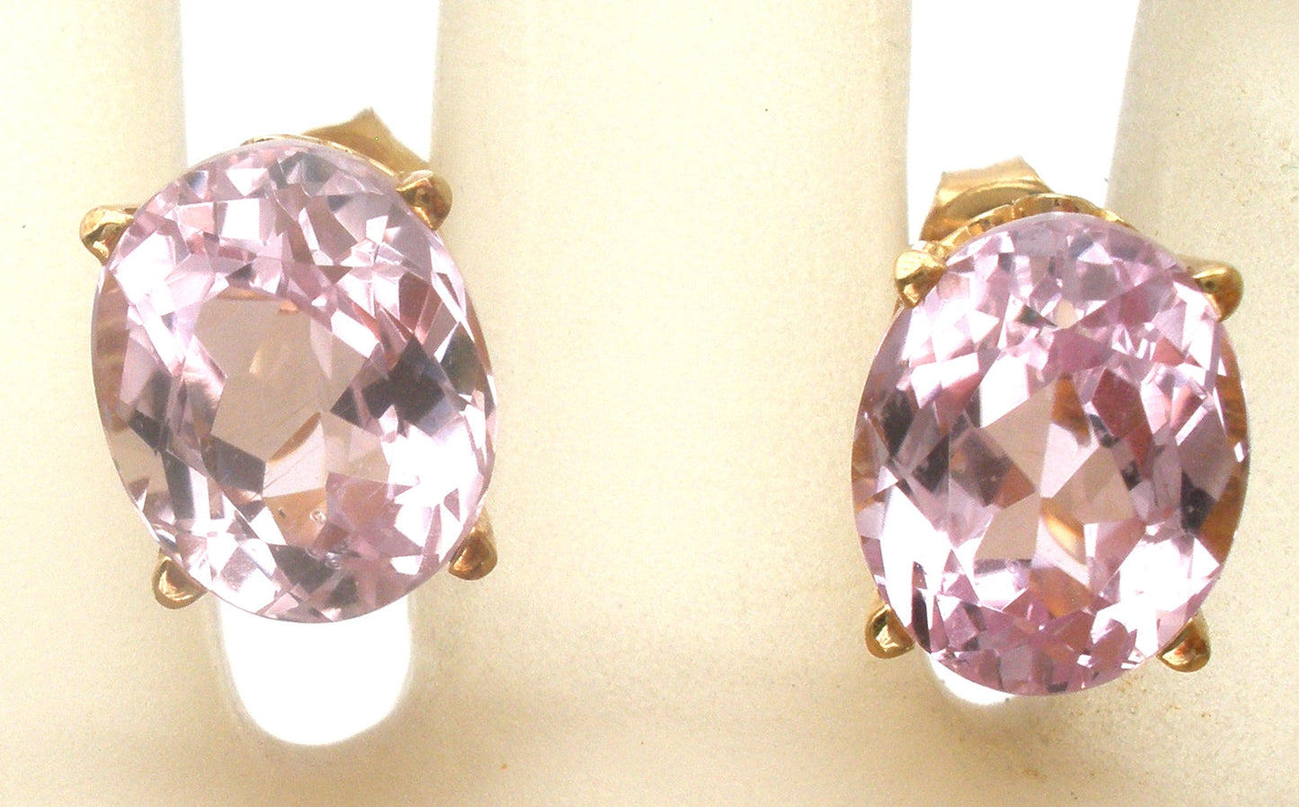 Pink Ice Earrings 14K Gold CZ Pierced Stud