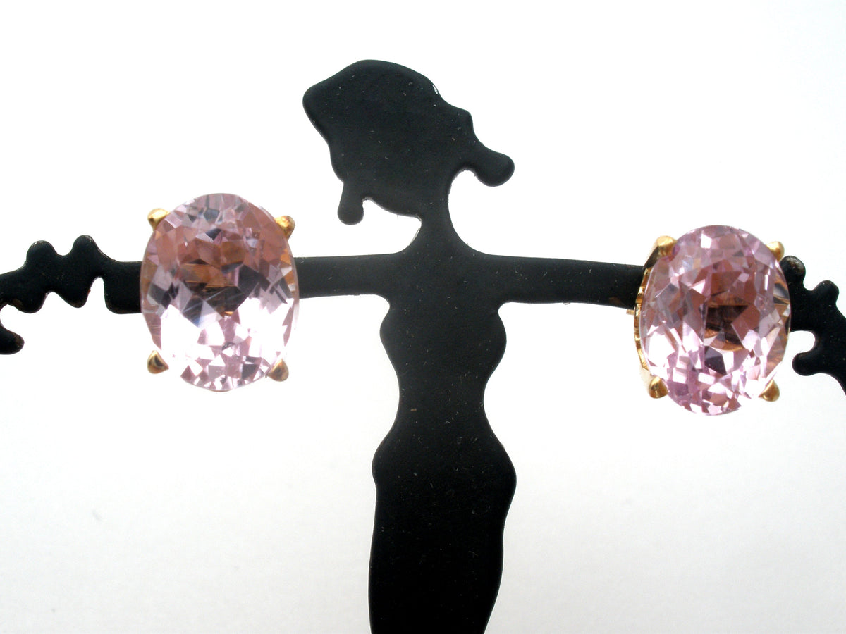 Pink Ice Earrings 14K Gold CZ Pierced Stud