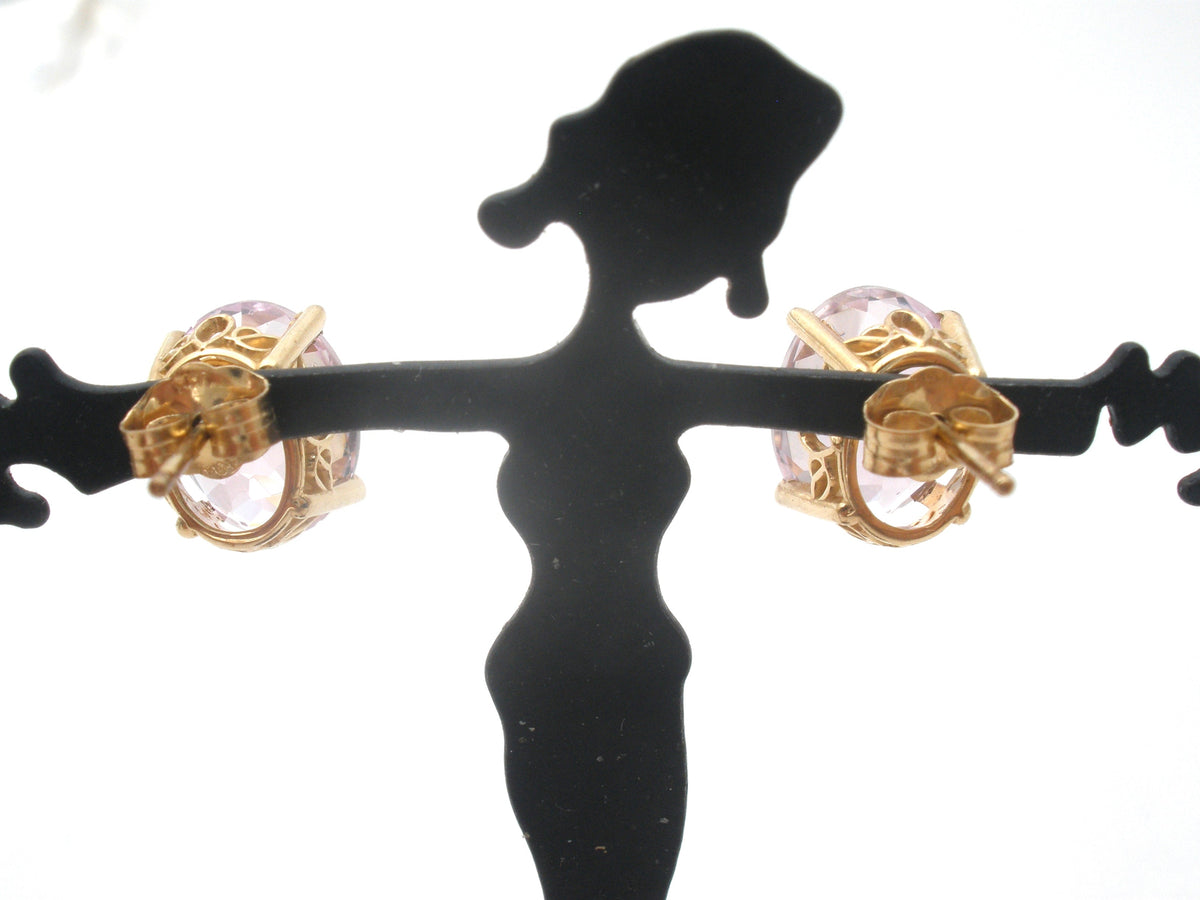 Pink Ice Earrings 14K Gold CZ Pierced Stud
