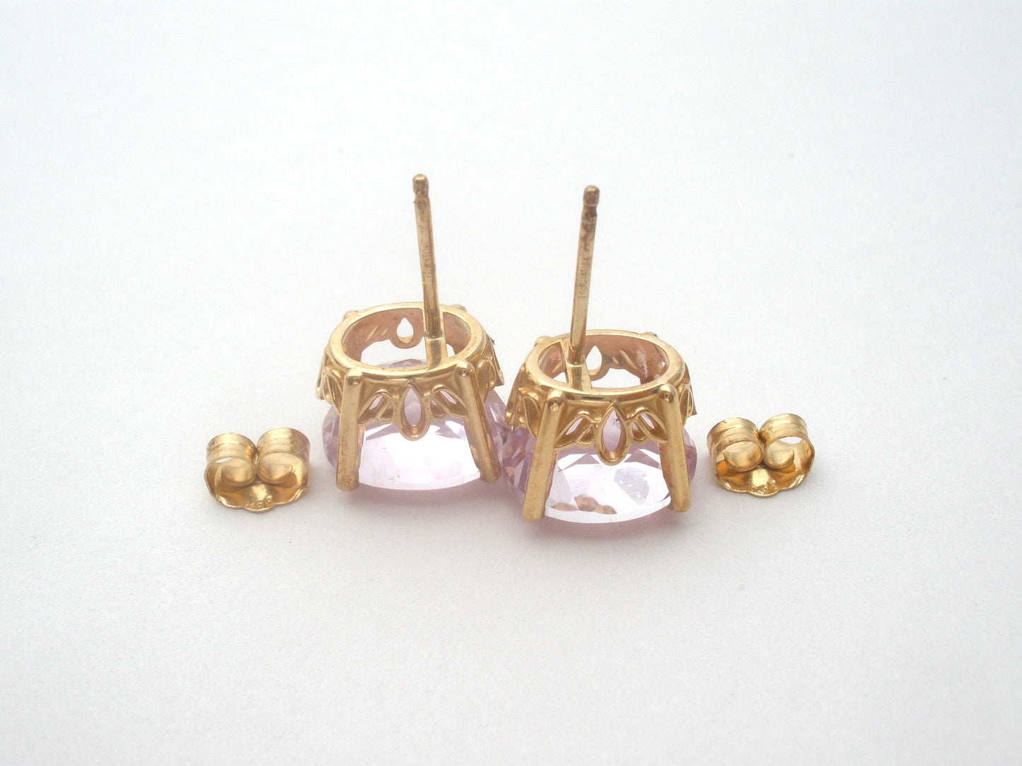 Pink Ice Earrings 14K Gold CZ Pierced Stud