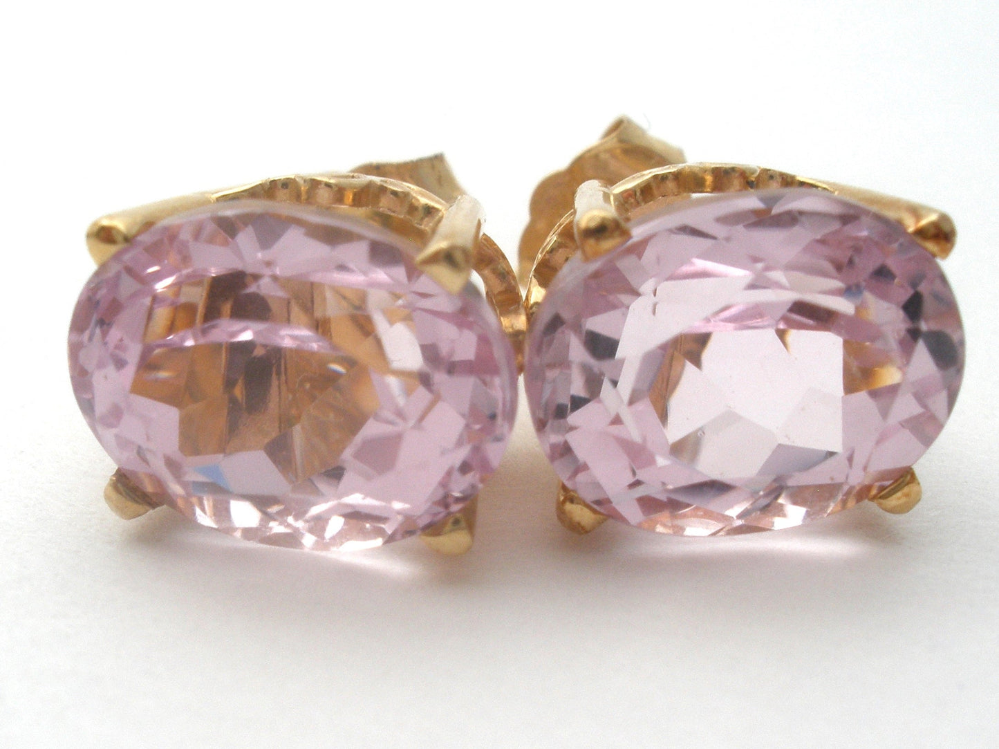 Pink Ice Earrings 14K Gold CZ Pierced Stud