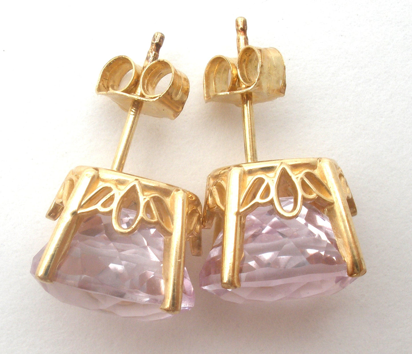 Pink Ice Earrings 14K Gold CZ Pierced Stud