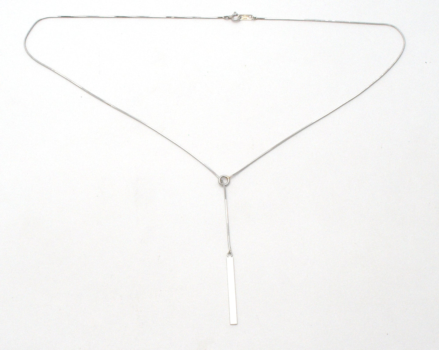 Platinum Lariat Style Bar Necklace