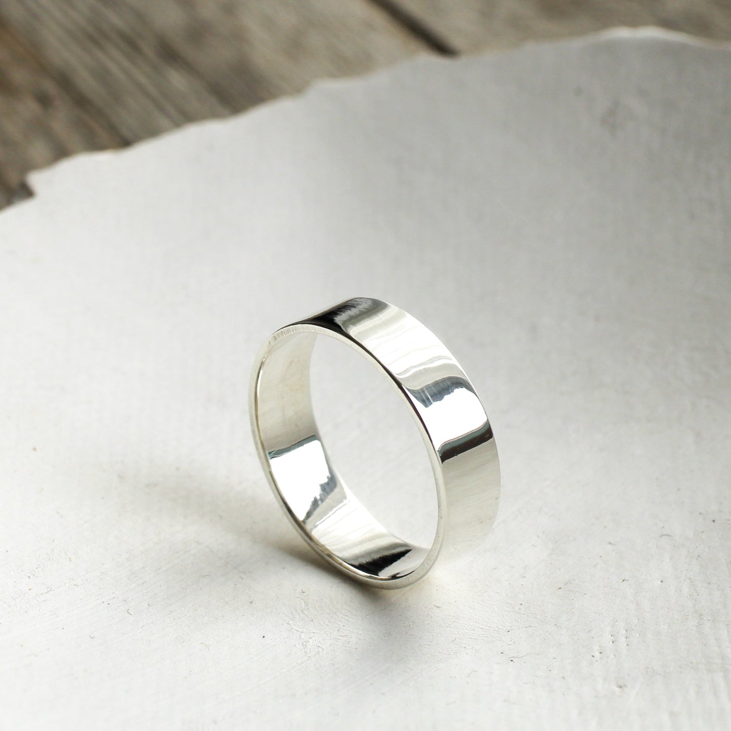 Polished 6mm wide silver ring