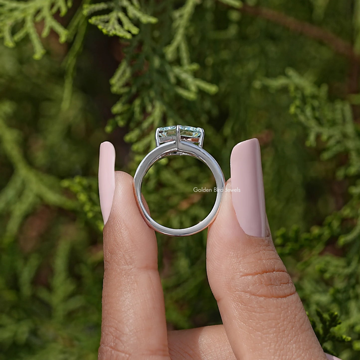 Princess Moissanite Split Shank Wedding Ring