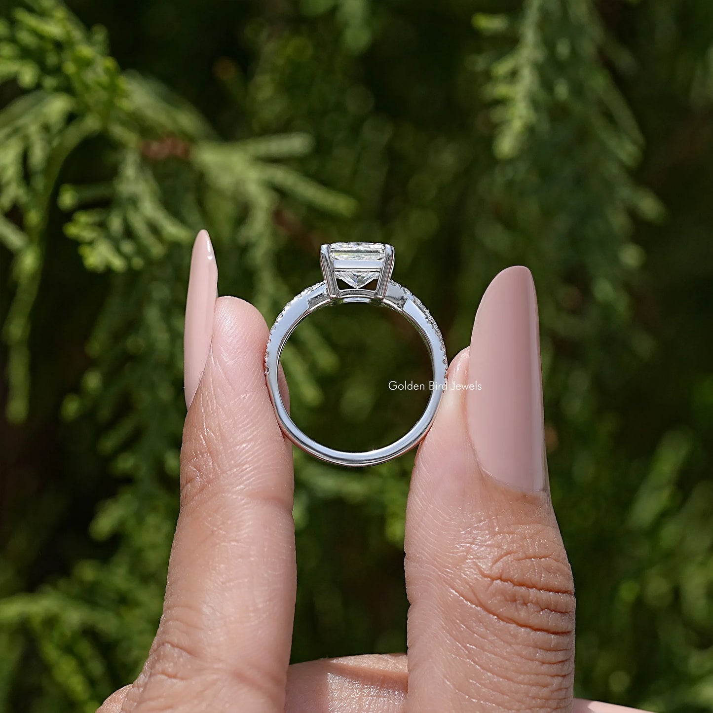 Princess Cut Moissanite Twisted Accent Engagement Ring
