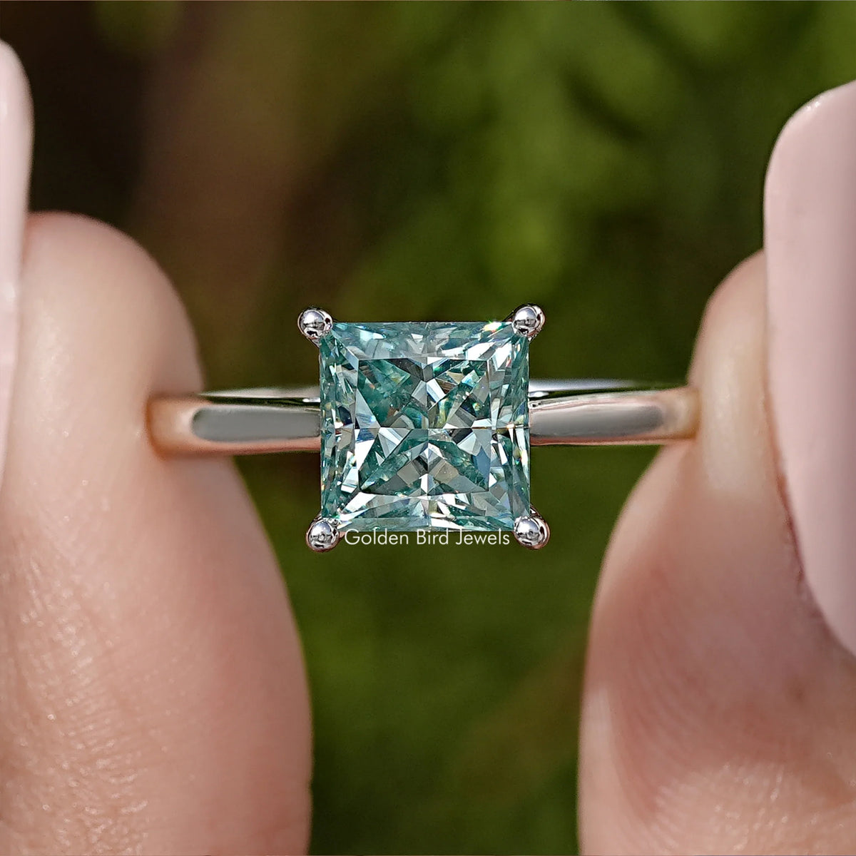 Princess Cut Moissanite Solitaire Wedding Ring