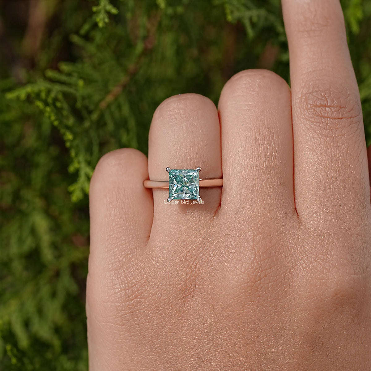 Princess Cut Moissanite Solitaire Wedding Ring