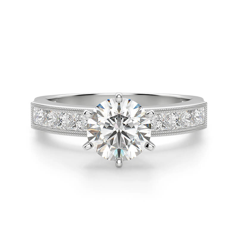 Princess Channel Set Cathedral Moissanite Engagement Ring