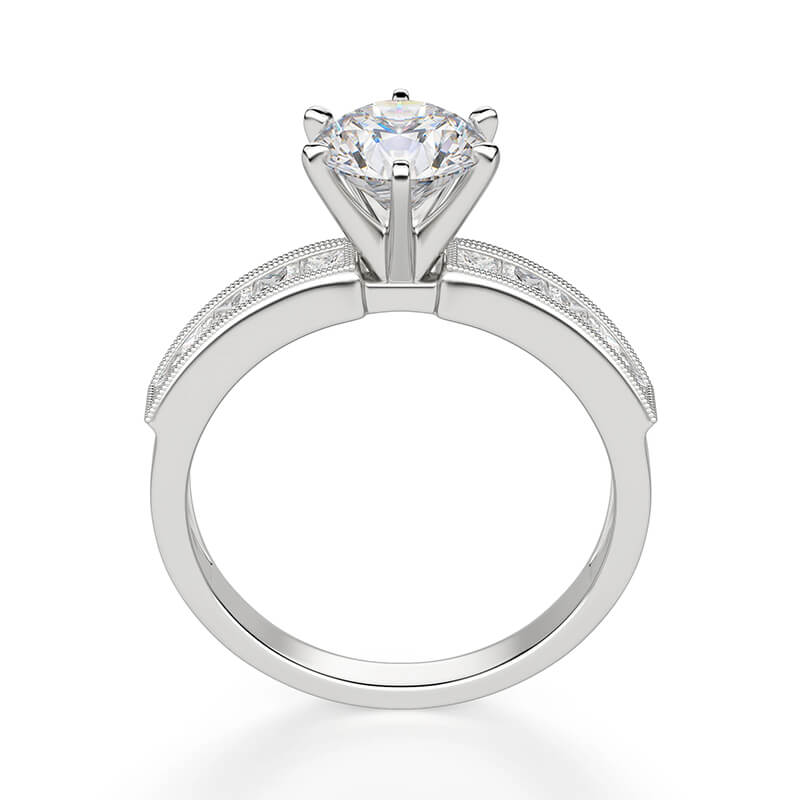 Princess Channel Set Cathedral Moissanite Engagement Ring
