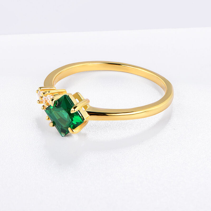 Princess Cut Emerald Cluster Sterling Silver Ring