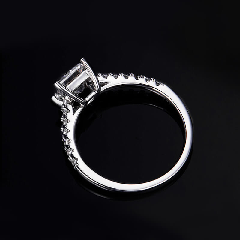 Princess Cut Moissanite Pave Engagement Ring In Sterling Silver
