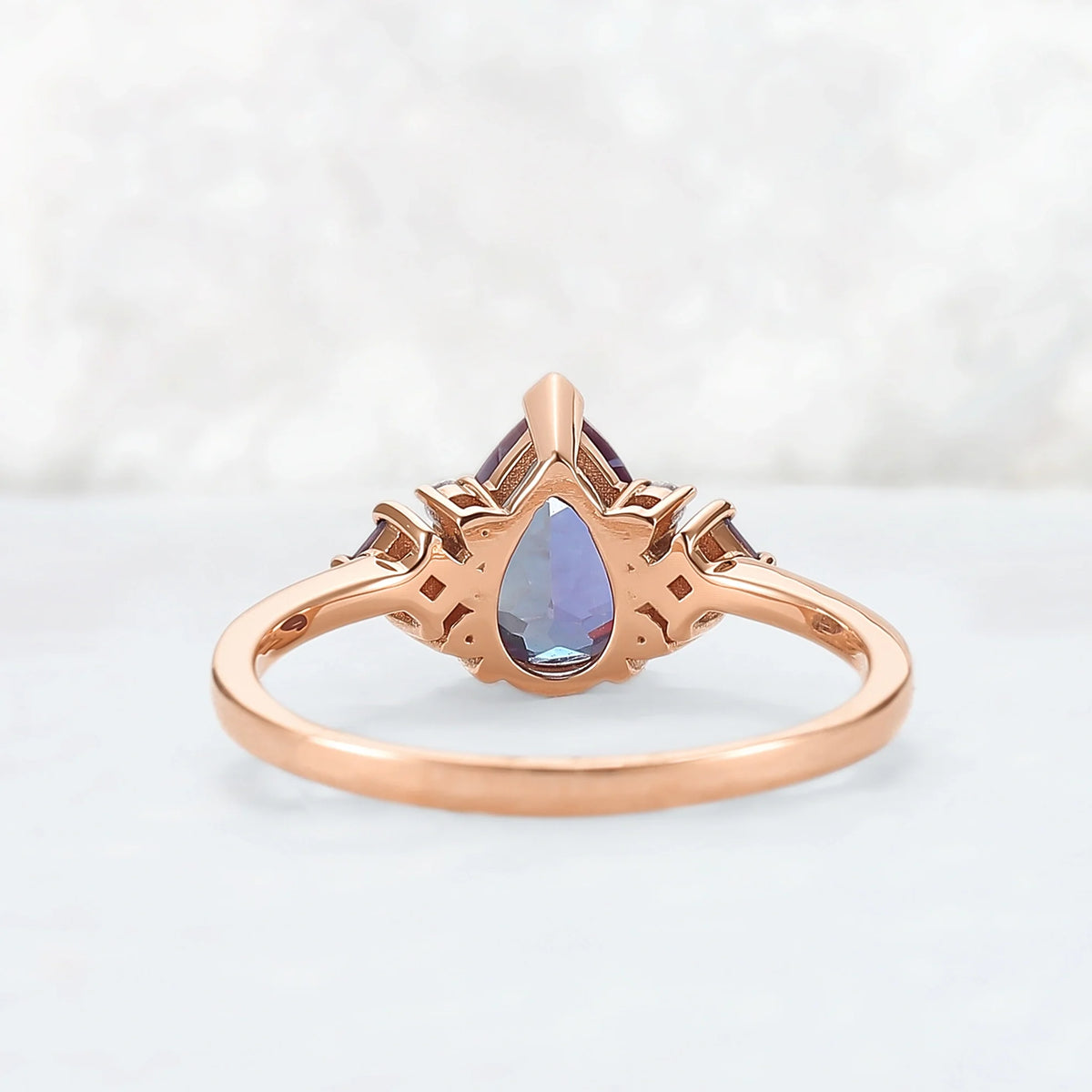 Princess Mononoke Pear Cut Alexandrite Cluster Engagaement Ring