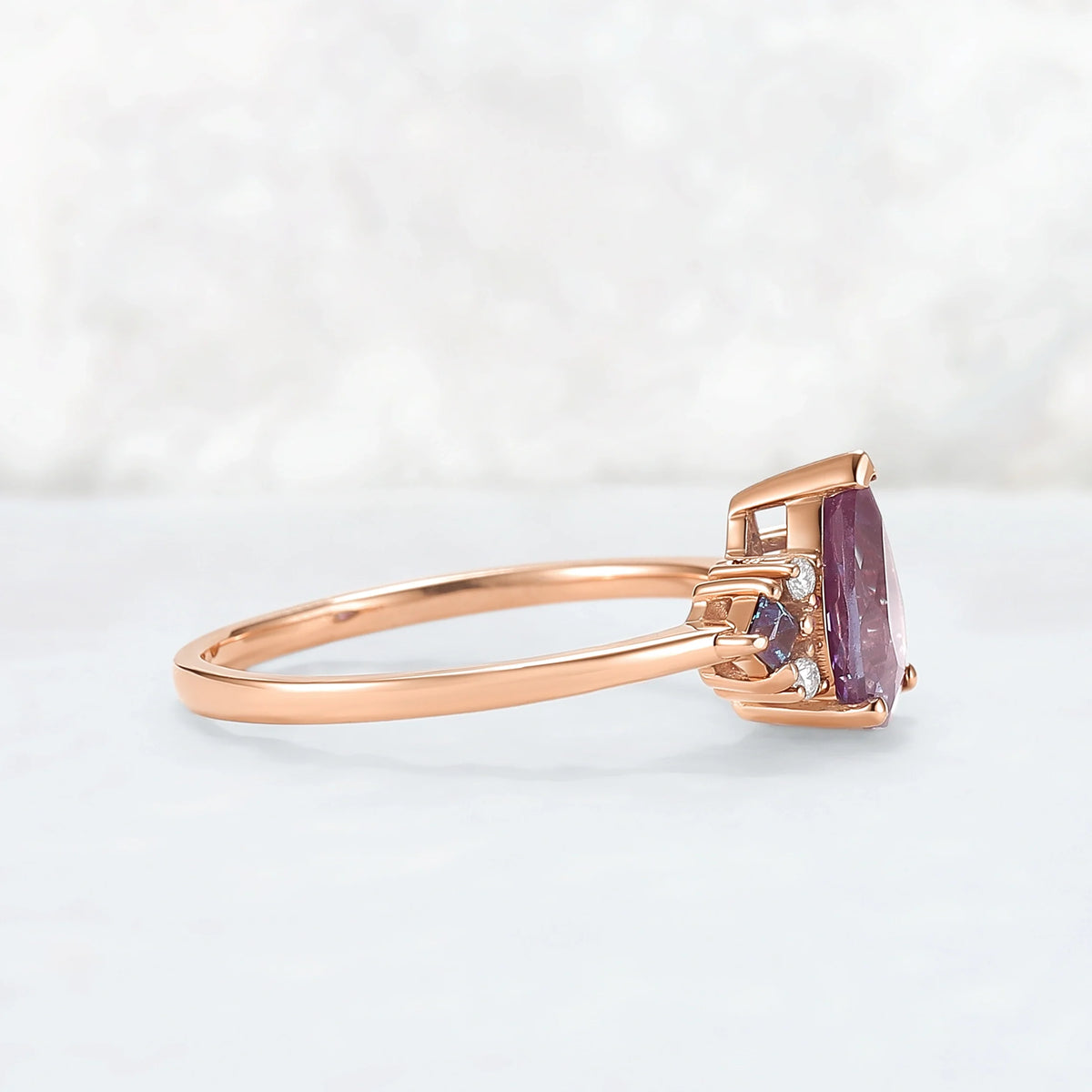 Princess Mononoke Pear Cut Alexandrite Cluster Engagaement Ring