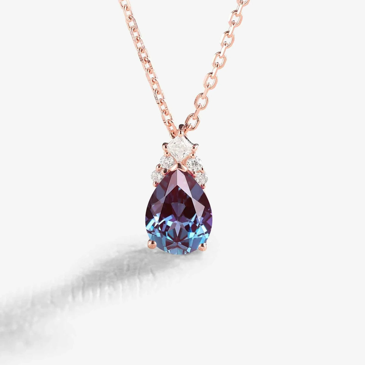 Princess Pear Cut Alexandrite Necklace