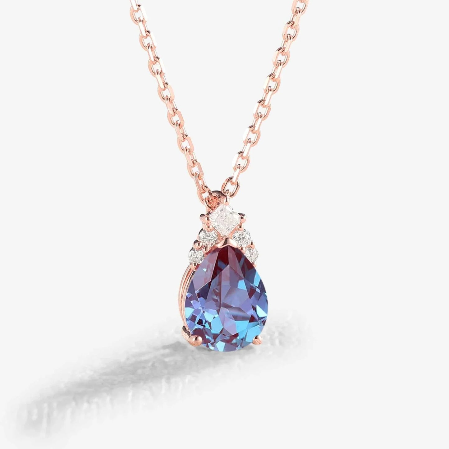 Princess Pear Cut Alexandrite Necklace