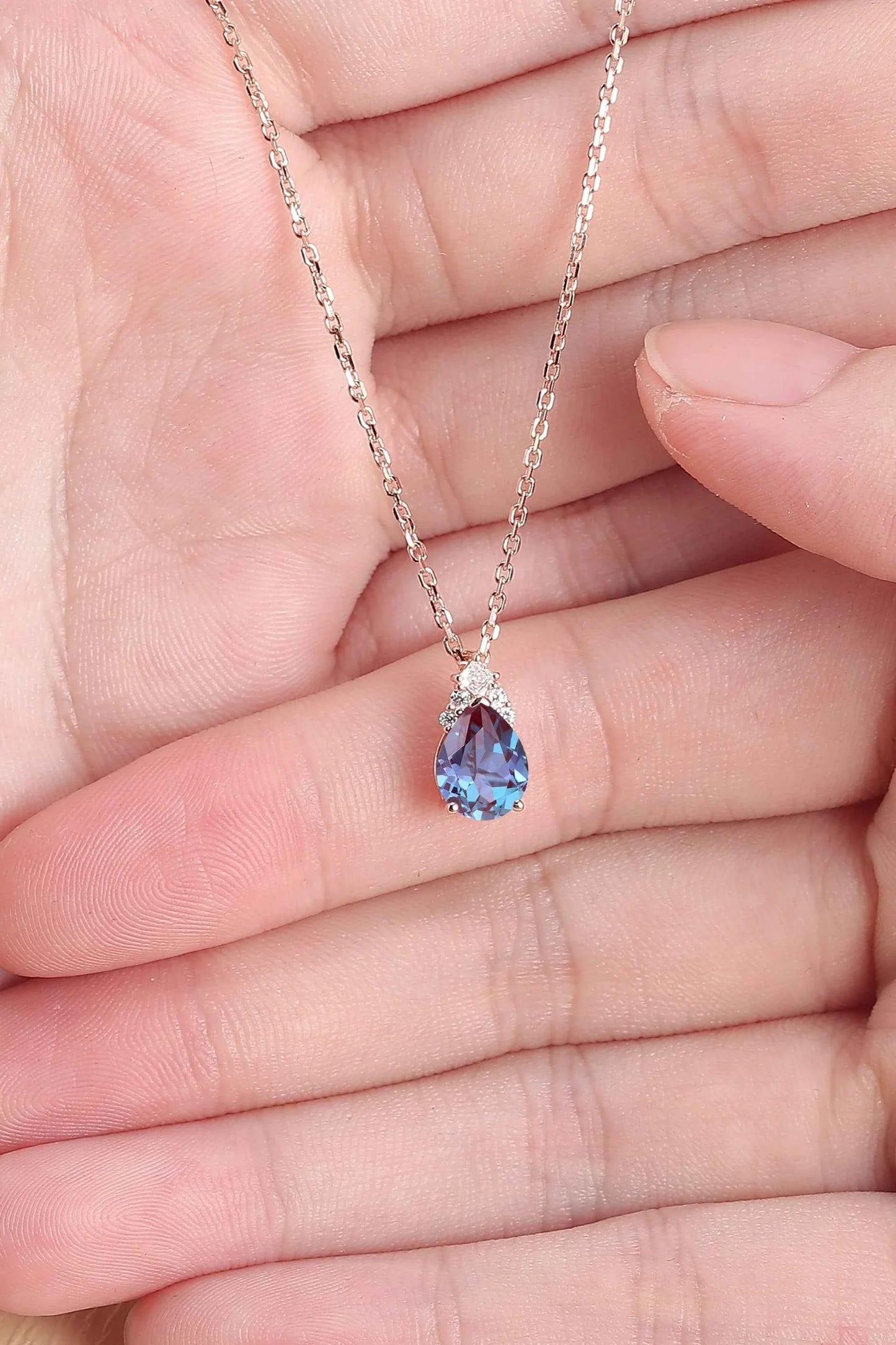 Princess Pear Cut Alexandrite Necklace