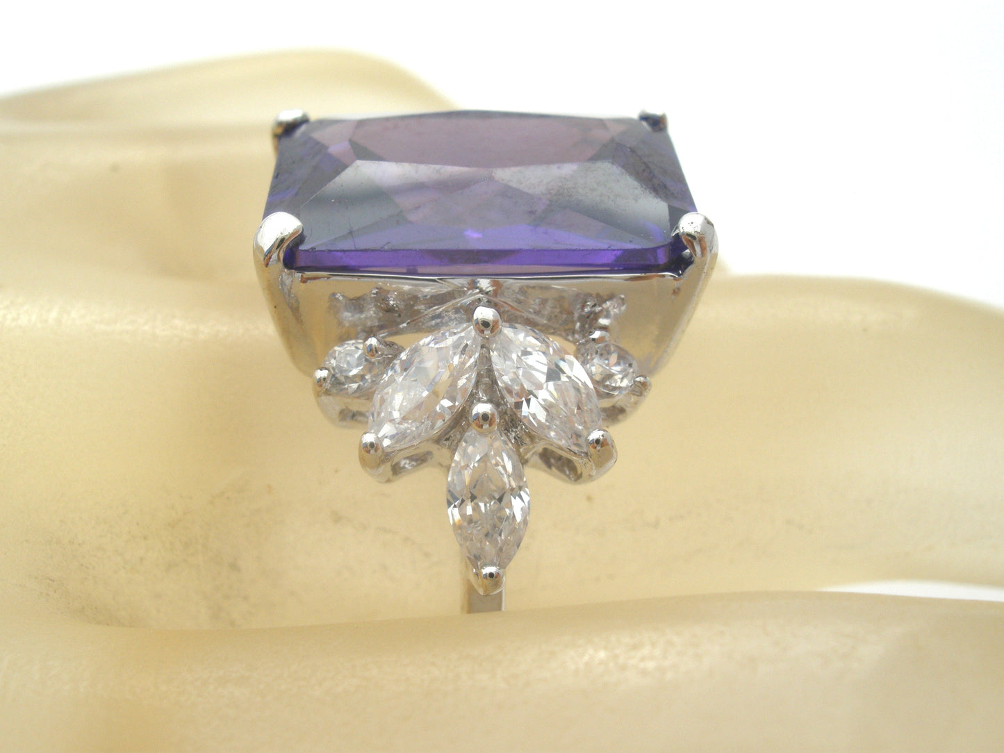 Statement Purple Cubic Zirconia Ring Size 8