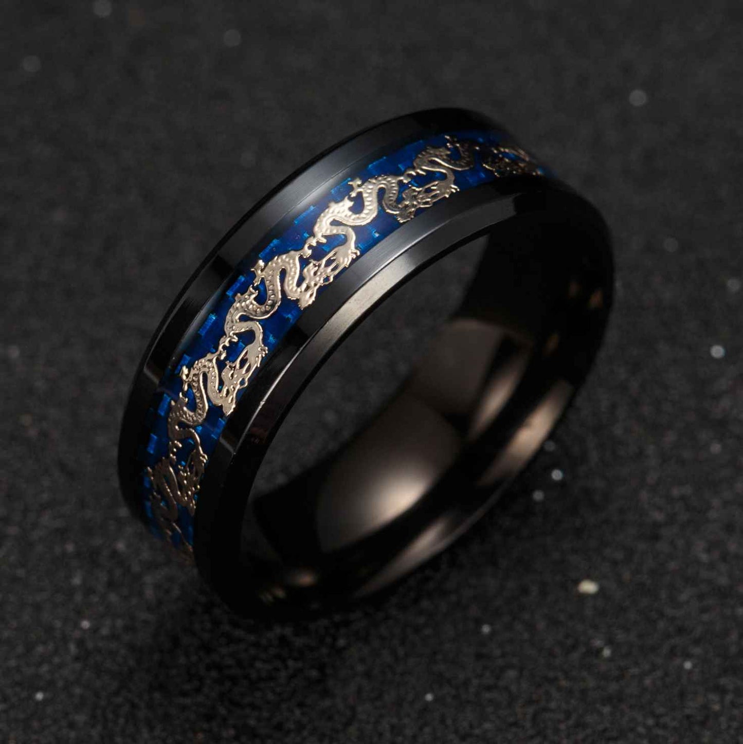Lucky Chinese Dragon Inlay Ring