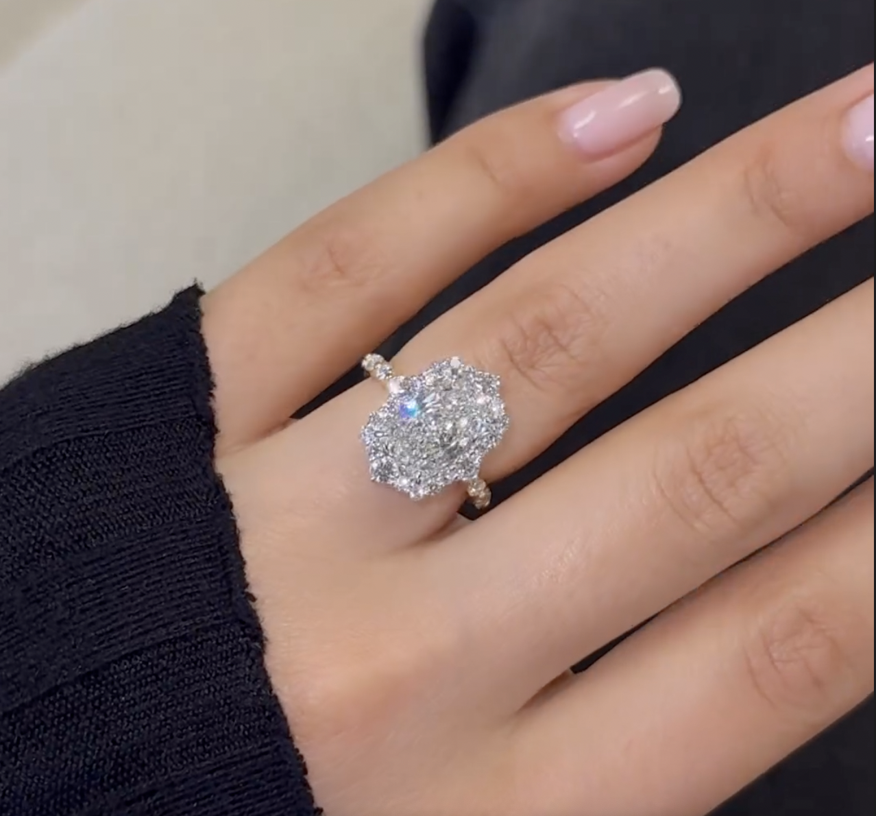 Solarii Radiant Cut 5.0ct Halo Engagement Ring In Sterling Silver