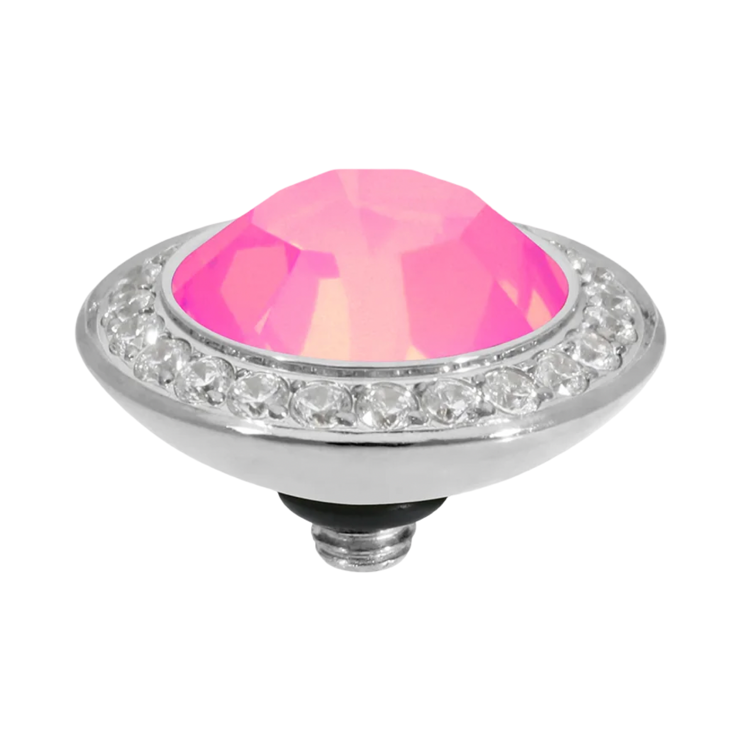 QUDO Tondo Deluxe Top 0.51" Silver | Pink Crystal Collection