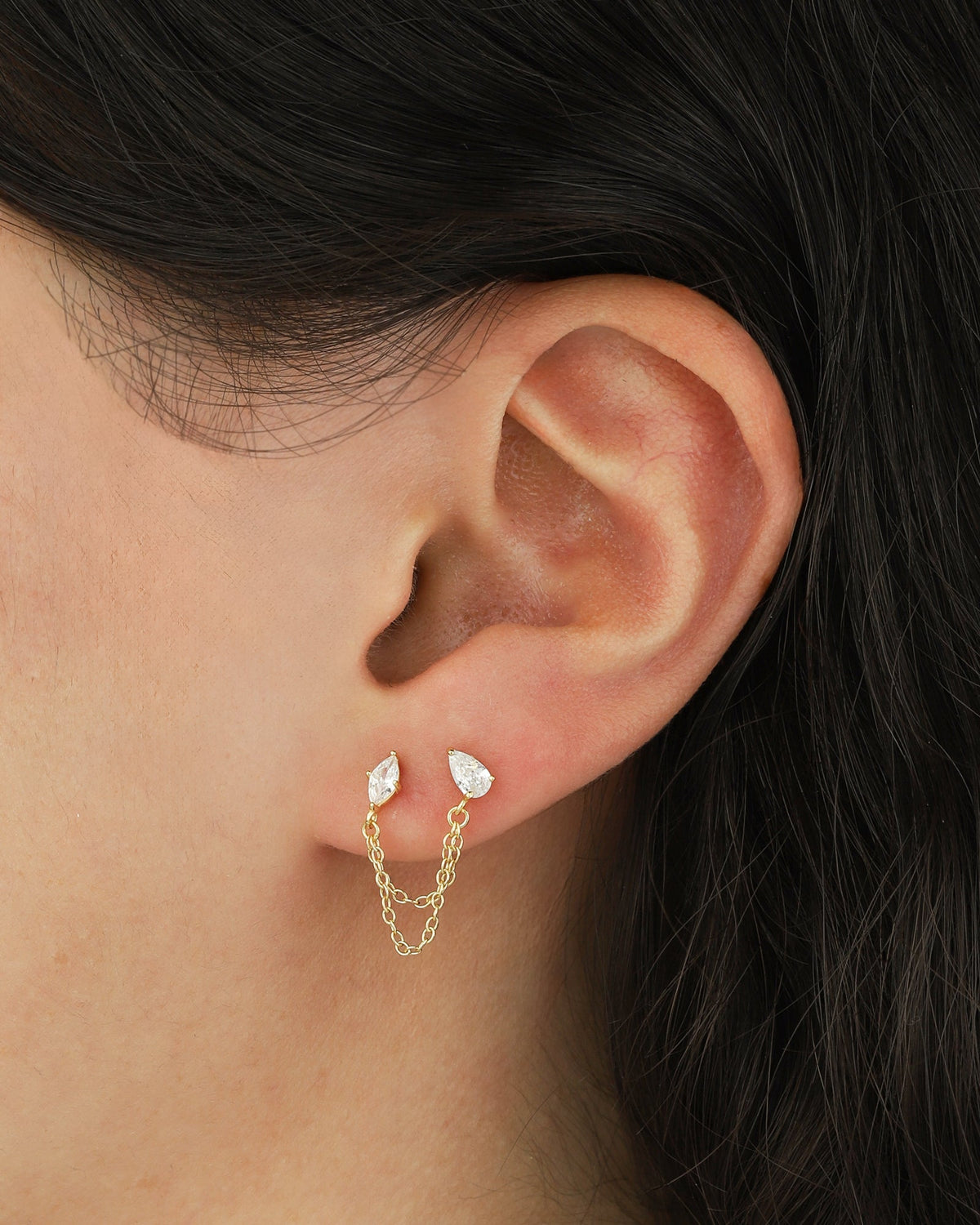 Marquise & Teardrop Chain Stud