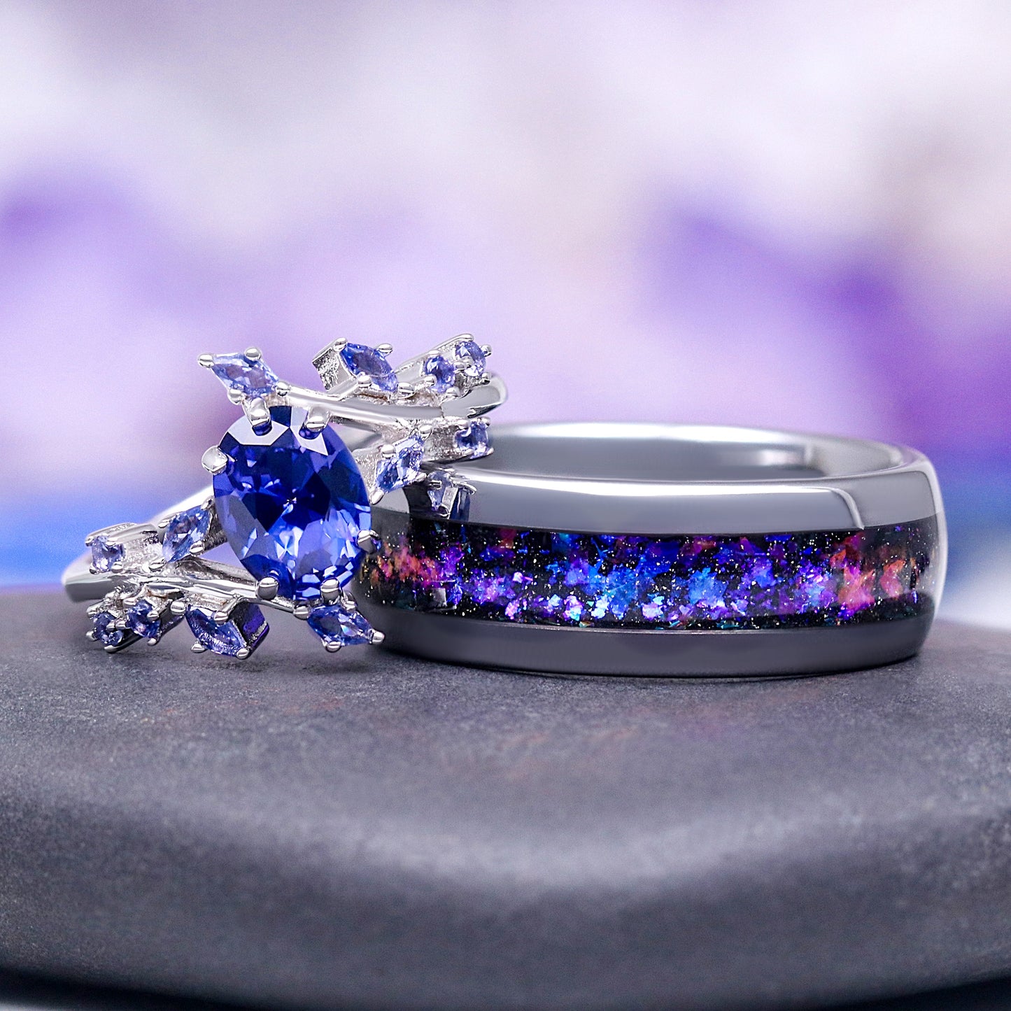 Orion Nebula® Galaxy Fire Opal Band in Tungsten Carbide (8mm)