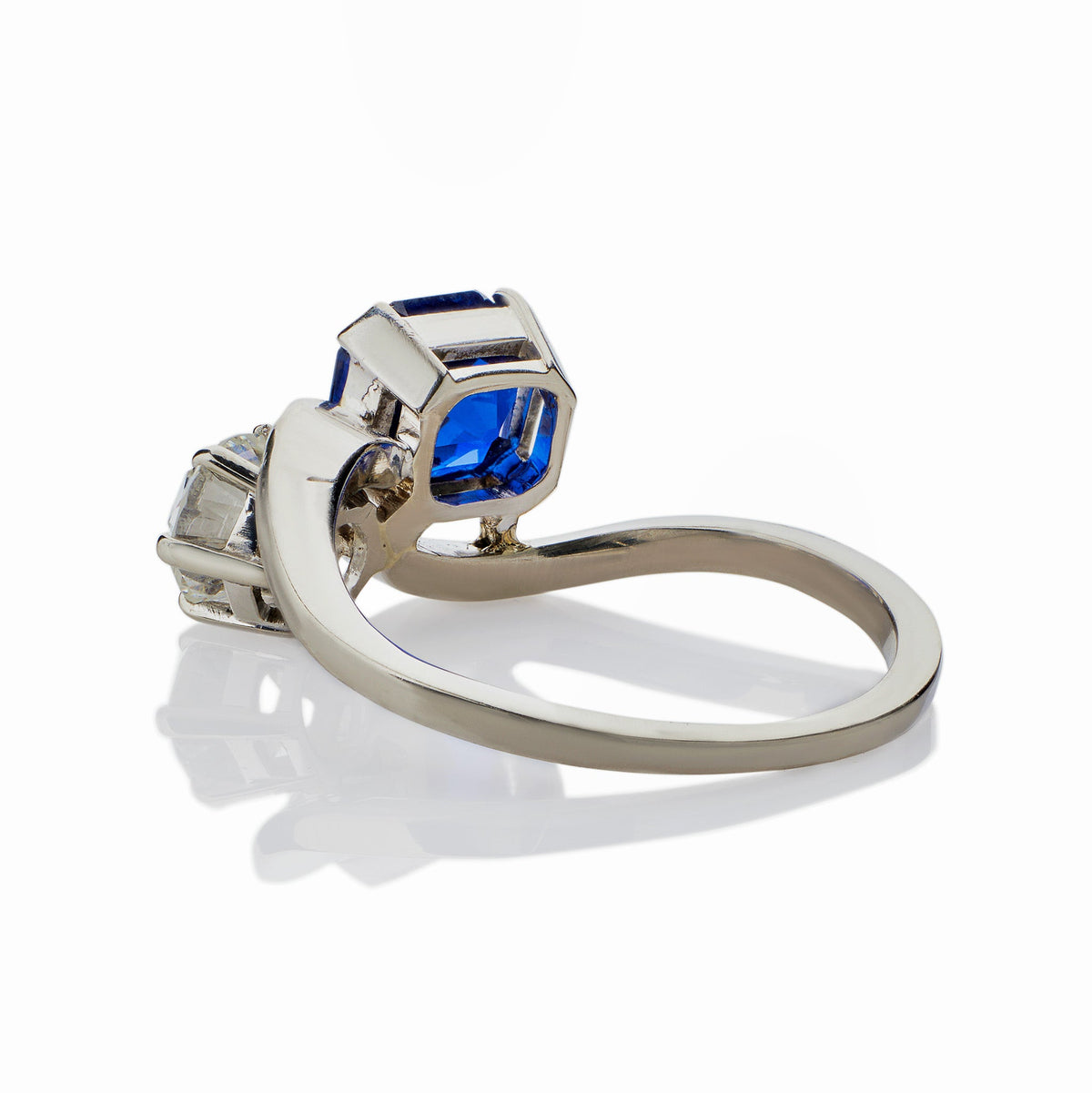 "Toi et Moi" Untreated Burmese Sapphire and Diamond Ring