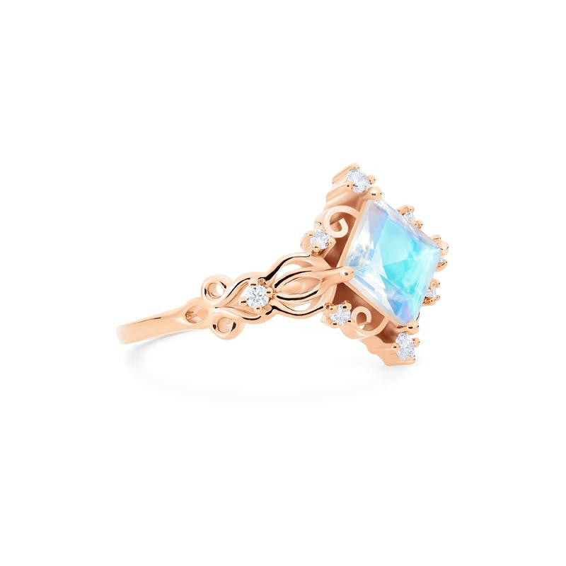 [Elsa] Vintage Square Princess Cut Ring in Moonstone