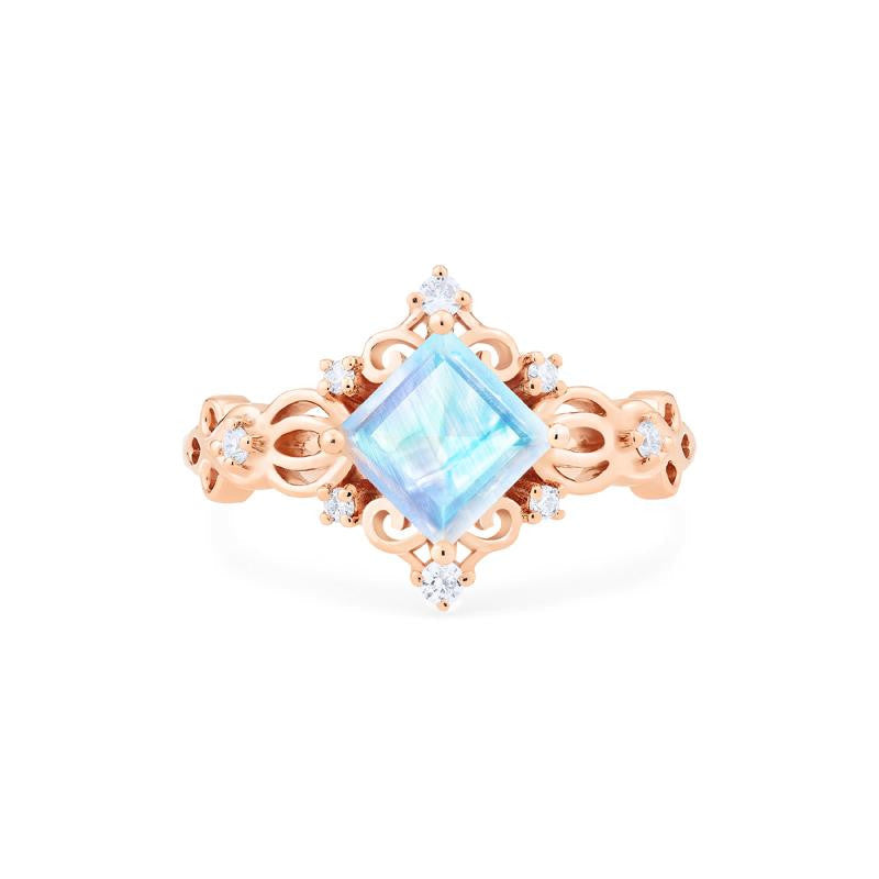 [Elsa] Vintage Square Princess Cut Ring in Moonstone